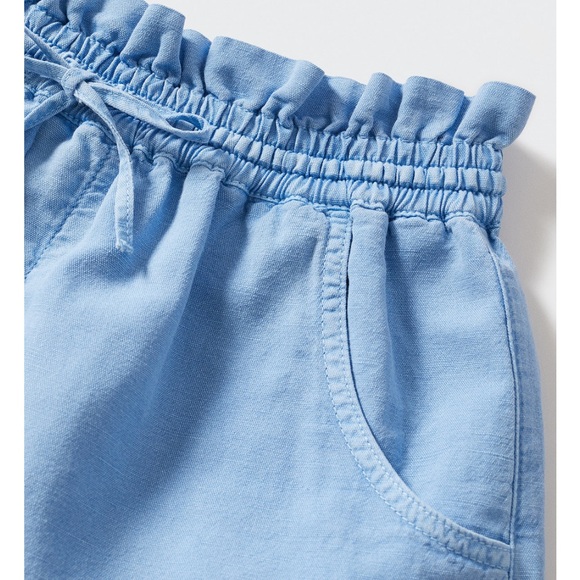 Mango pull on denim style paper bag high waisted shorts with drawstring - Picture 8 of 8